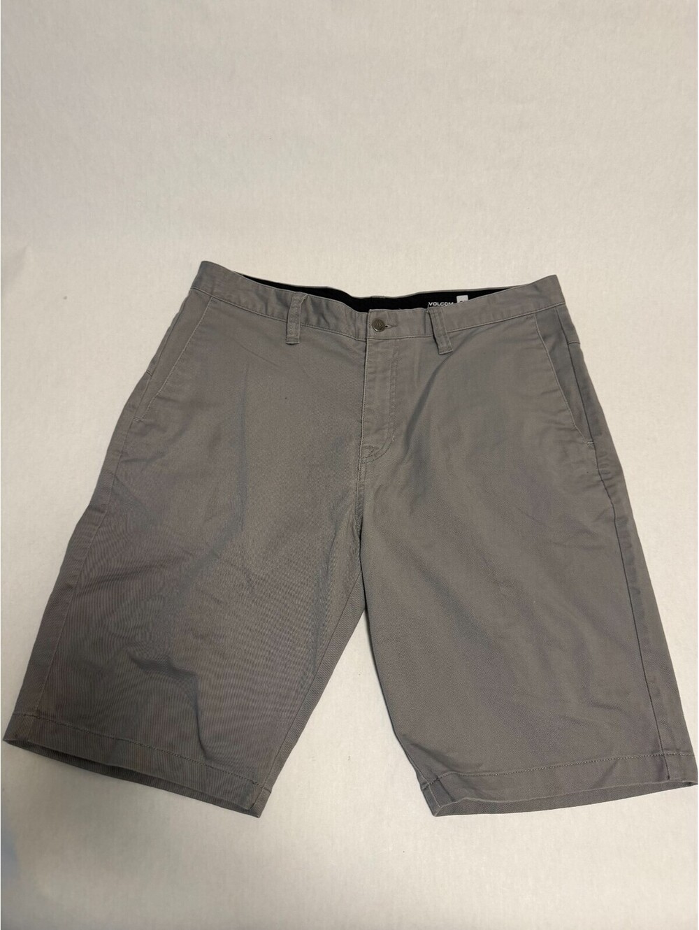Volcom VMonty Stretch Chino Shorts Mens 34 Gray Flat Front A09117V3